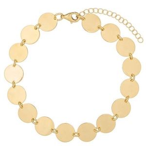 Disc Bracelet, Sterling Silver, Gold Plated